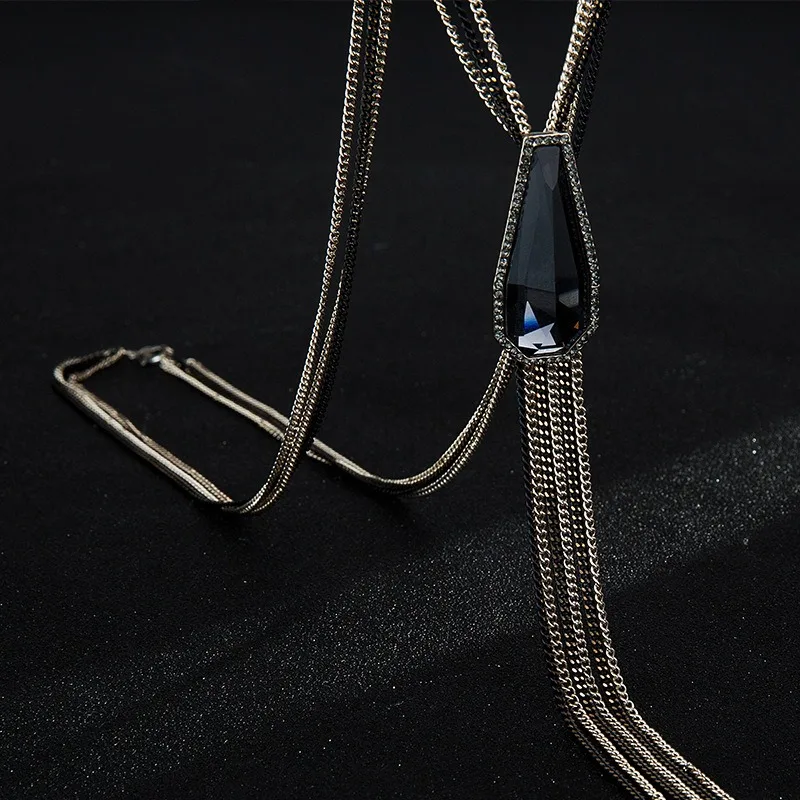 

Crystal sweater chain long women's versatile autumn and winter tassel decorative necklace women's accessory
