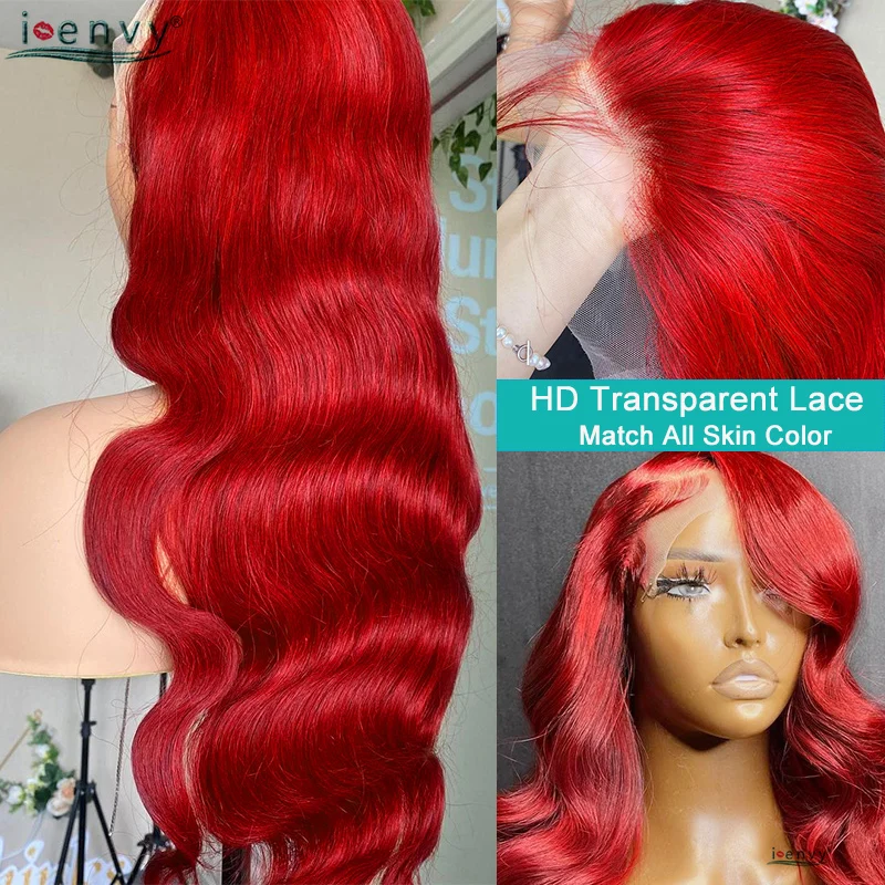 Red Body Wave Lace Front Wigs 13X6 Hd Lace Frontal Wigs Pre Plucked 13X4 Colored Burgundy 99J Human Hair Wigs 30 Inches Women