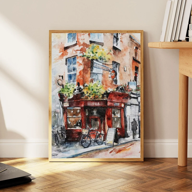 Paris Rome Santorini Coastal City Architecture landscape Watercolor Art Poster Canvas Paintings Wall Art Pictures Home Decor