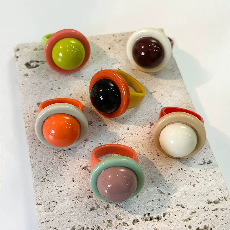 Anillos bonitos de colores mezclados para mujeres y niñas, anillos de resina acrílica, regalos de joyería de moda para fiestas