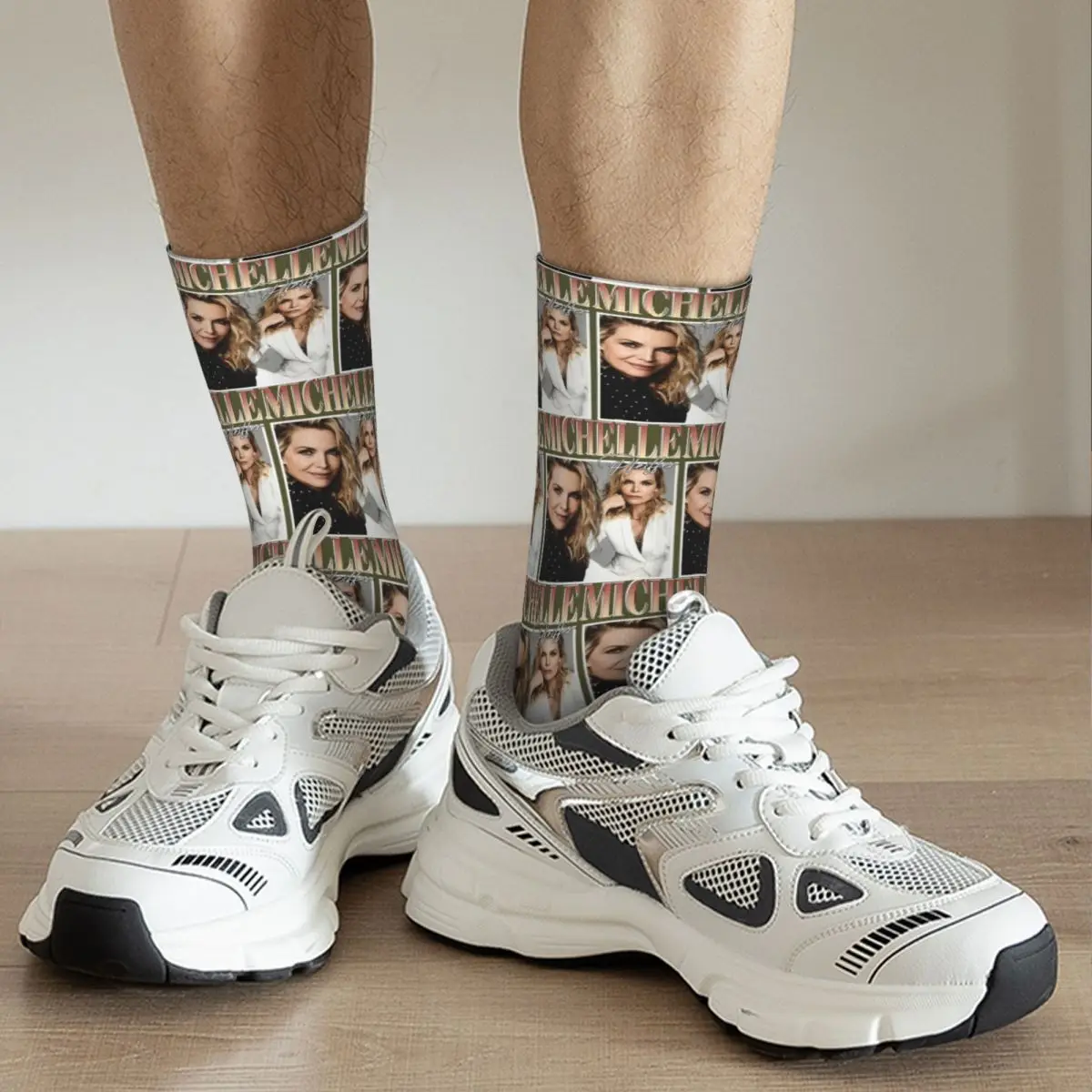 Michelle Pfeiffer Socks Harajuku Sweat Absorbing Stockings All Season Long Socks Accessories for Man's Woman's Christmas Gifts