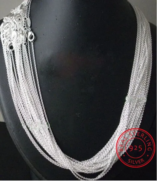 10pcs/lot Promotion! wholesale 925 sterling silver necklace, silver fine jewelry Rolo Chain 1mm Necklace 16 18 20 22 24