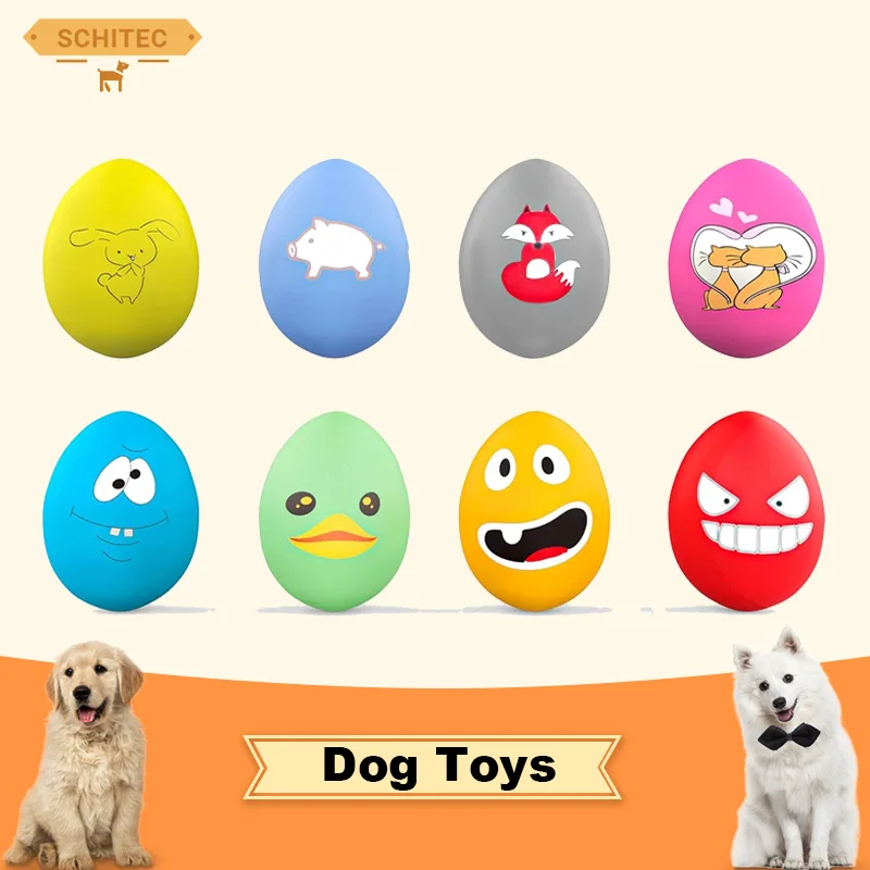 

SCGK Bouncy Egg Dog Toys Funny Ball Squeaky Latex Bouncy Egg with Squeaker for Puppy Small Pet Dogs Soft Rubber Sound