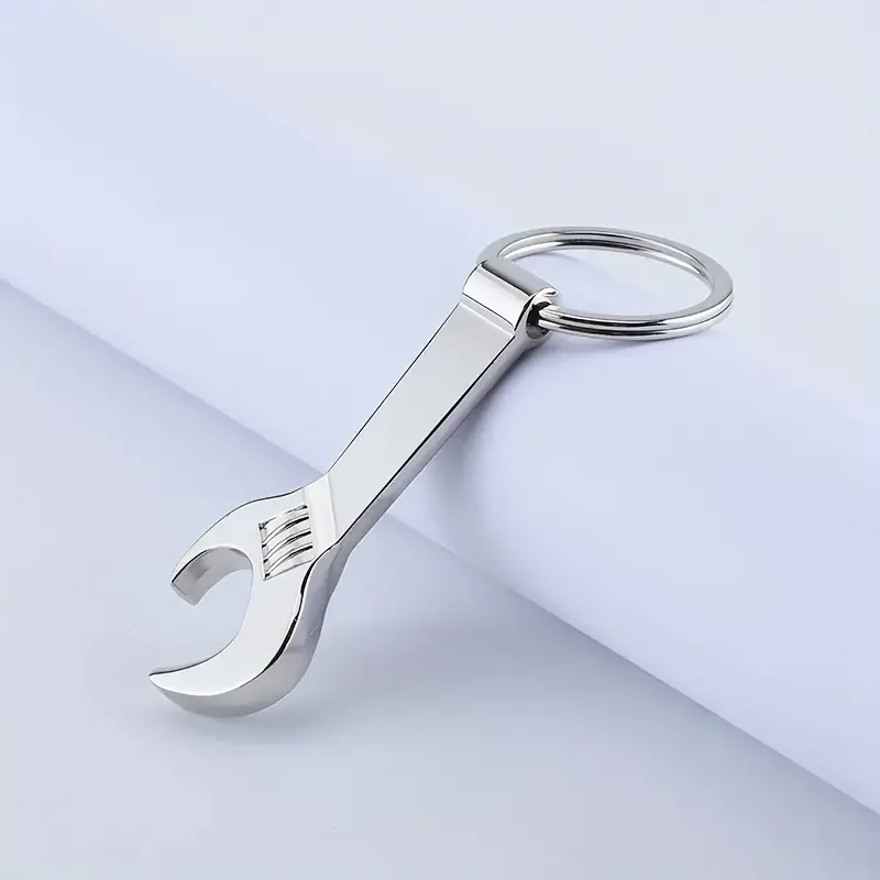 1pc Portable Keychain Bottle Opener, Metal Material, Wrench Shape