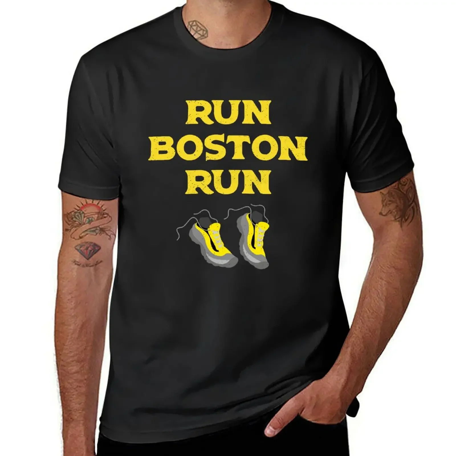 

Run Boston Run Running Marathon T-Shirt anime stuff essential t shirt mens t shirts top quality
