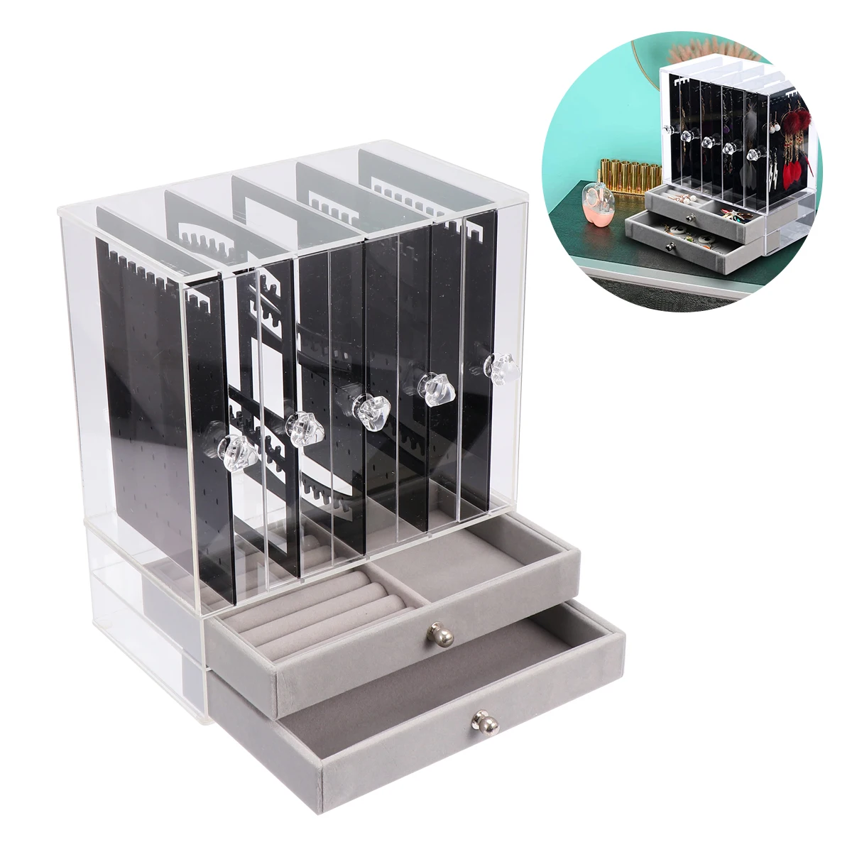 

Household Acrylic Jewelry Box Necklace Display Stand Organiser Storage Holder for