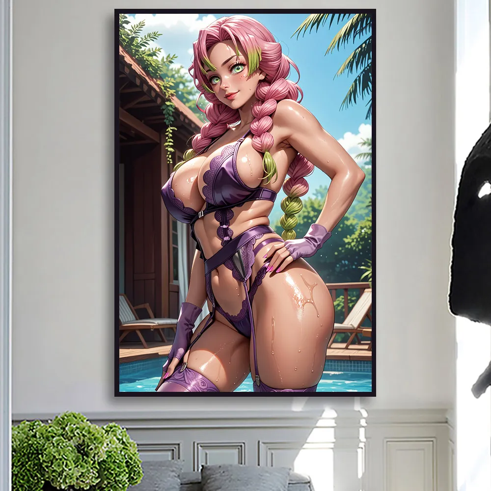 انمي ياباني الكرتون مثير الجمال Kanroji قماش المشارك غير خاضعة للرقابة الكبار العري 18 + wallart ديكور المنزل اللوحة NSFW جدارية