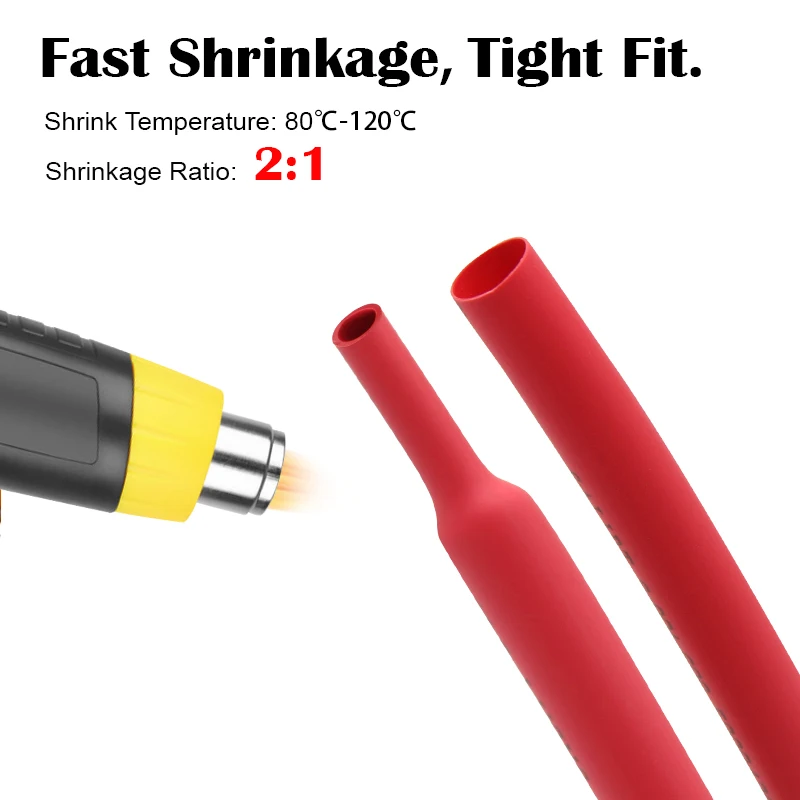 1/2/5M Red 2:1 Heat Shrink Tube Dia 0.6mm ~ 80mm Insulation Polyolefin Shrinkable Assortment Wire Cable Sleeving Sheath Wrap