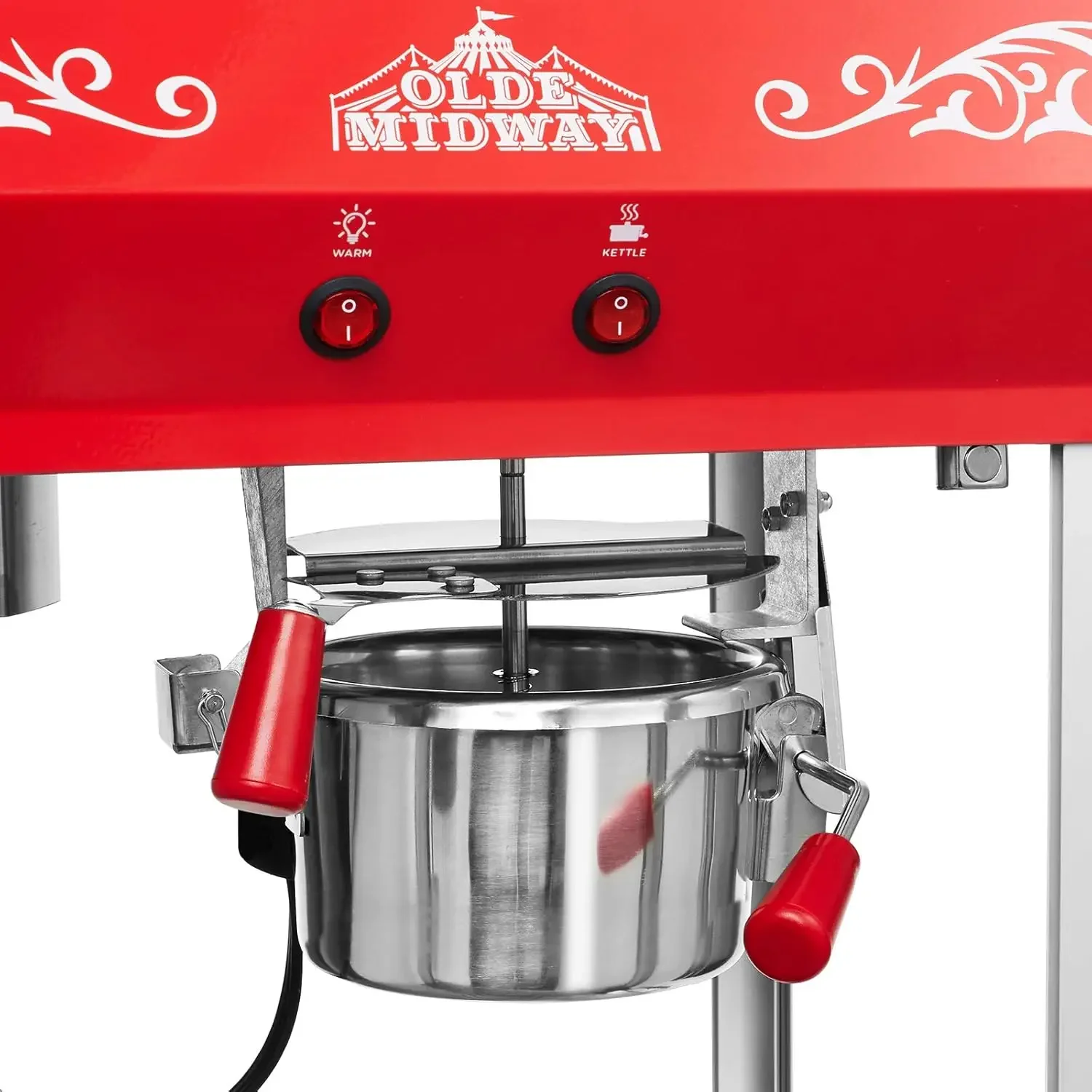 Midway Bar Style Popcorn Machine Maker Popper with 6-Ounce Kettle - Red