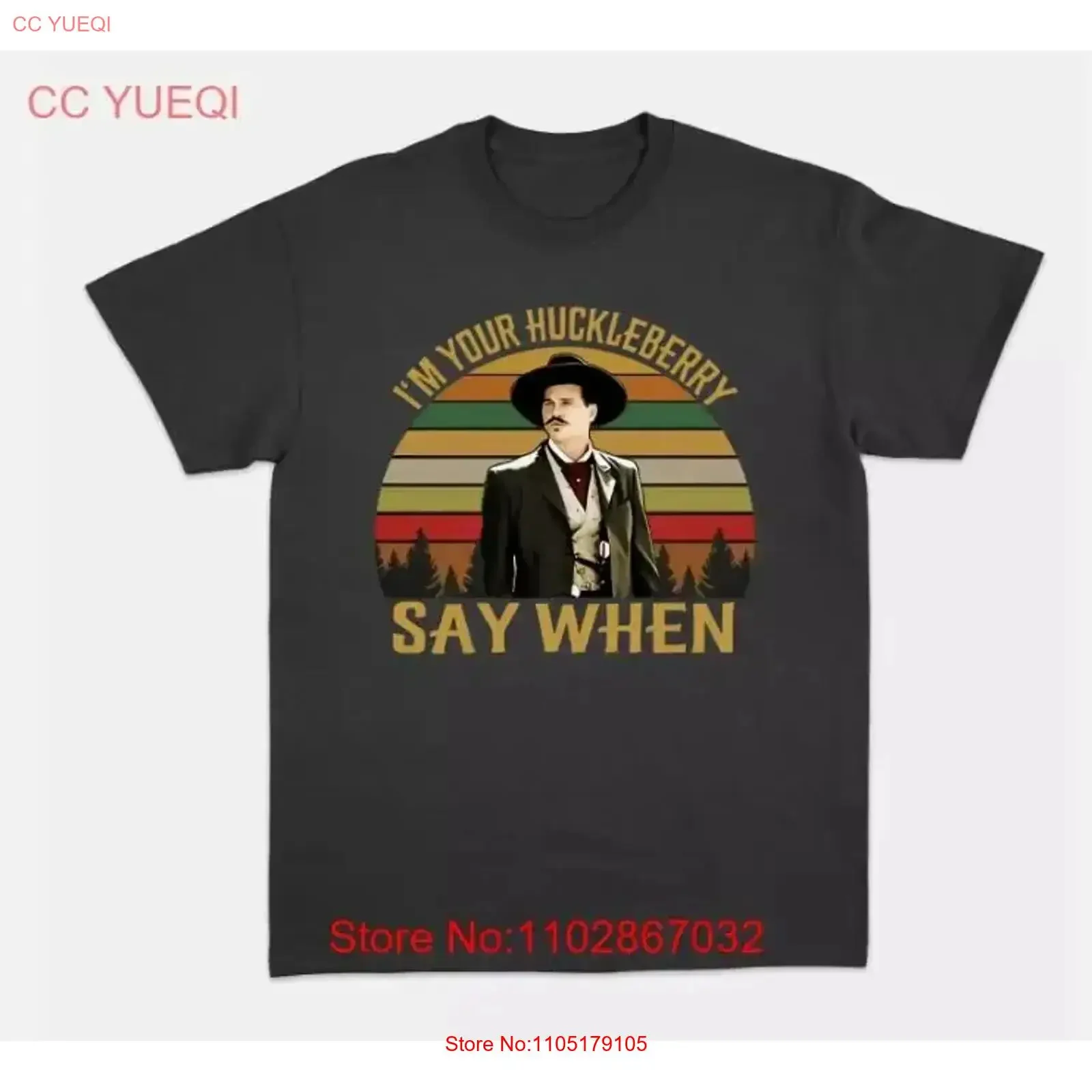 Vintage Doc Holliday Tombstone I m Your Huckleberry Say When Men's T Shirt Washed Top For Everyday Wear Stylish vintage Washed