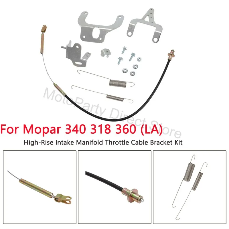 Kit de soporte para cable del acelerador y colector de admisión de altura elevada para Mopar 340, 318, 360 (LA) y Chrysler 273, 318, 340, 360 de 1967-1991