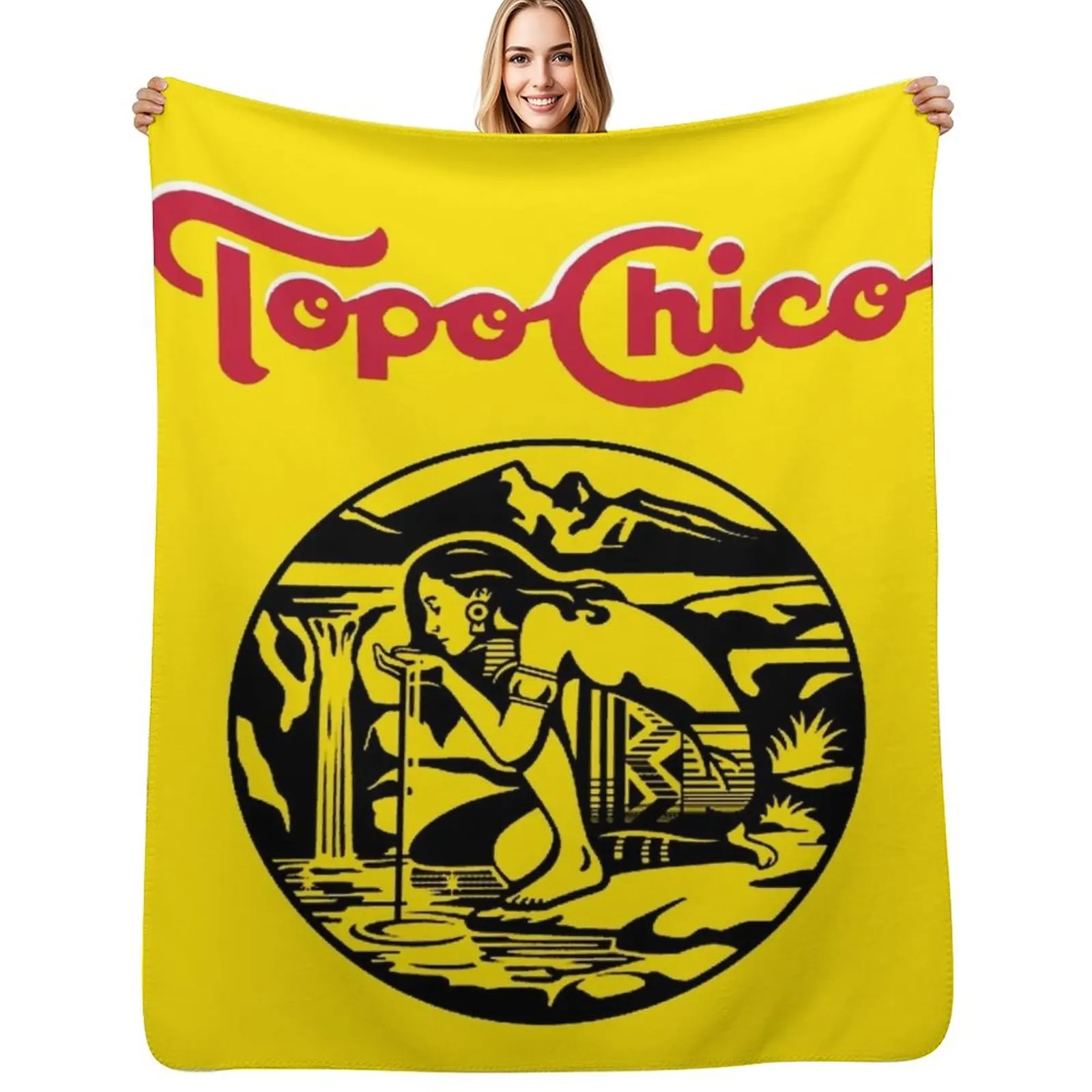 Manta personalizada con logo de Topo Chico Agua Mineral (agua mineral con gas) - Princesa Azteca, manta pesada para dormir