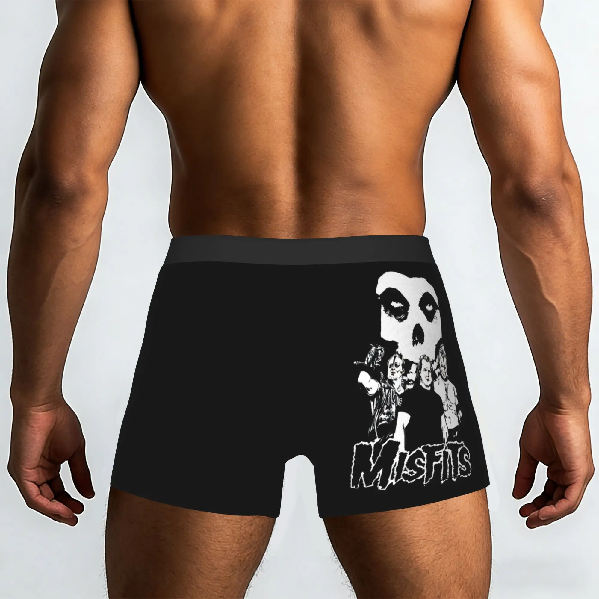 Custom Rock Punk Band Misfits Skull Face Heavy Metal Underwear Men Stretch Boxer Briefs Shorts Panties Soft Underpants For Homme