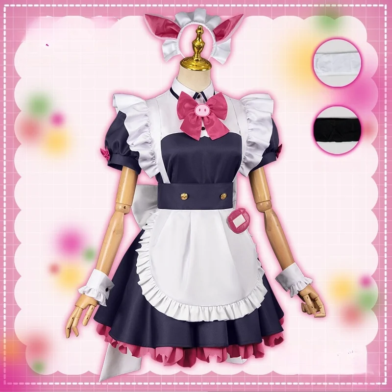 Akiba Maid War Wahira Nagomi Maid Uniform Cosplay Costume Wig Anime Akiba Meido Sensou Halloween Party Suit