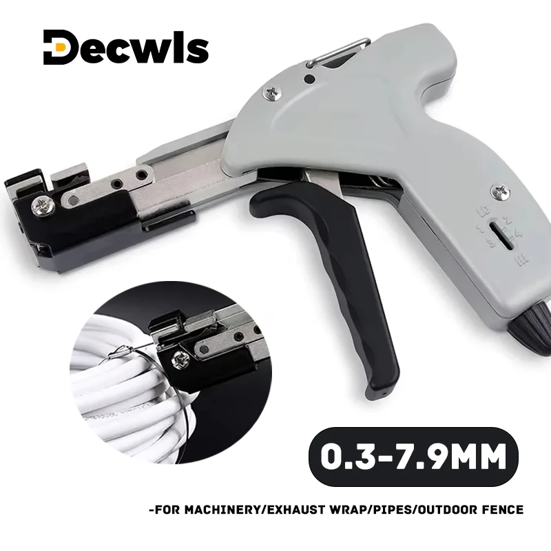 1Pc Stainless Steel Cable Tie Gun 0.3-7.9MM Adjustable Self-Locking Zip Tension Cutting Tie Plier Metal Hand Fastening Tool