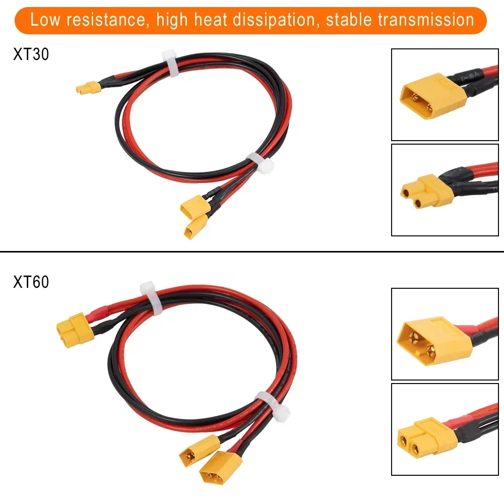 XT60 XT30 Battery Connector Male/Female Cable Dual Extension Y Splitter 3-Way Silicone Wire for Xiaomi Ninebot Electric Scooter