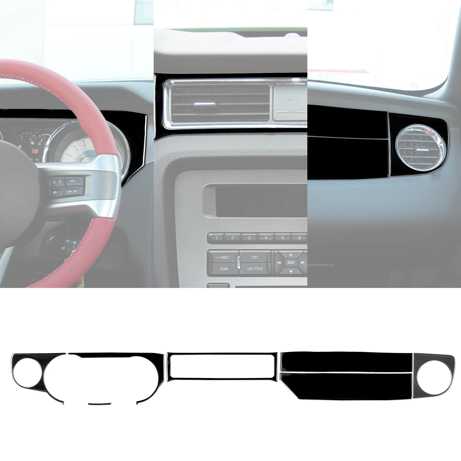 

Car Center Consoles Instrument Panel Interior Trim Cover Piano Black Sticker Decal for Ford Mustang 2009-2014 Accessories