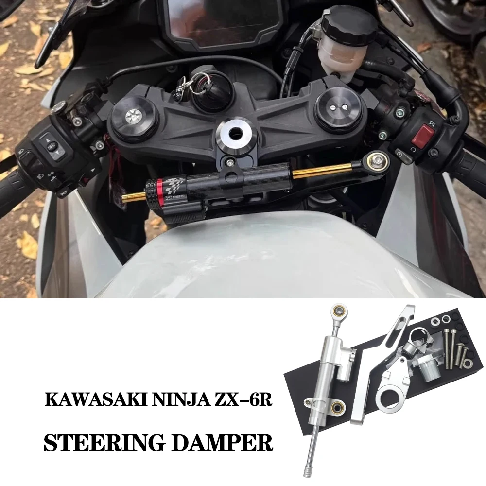

ZX-6R 2024 Motorcycle Steering Damper Stabilizer & Bracket Mount Kit For Kawasaki Ninja ZX-6R ZX6R 2009-2025 ZX 6R 636