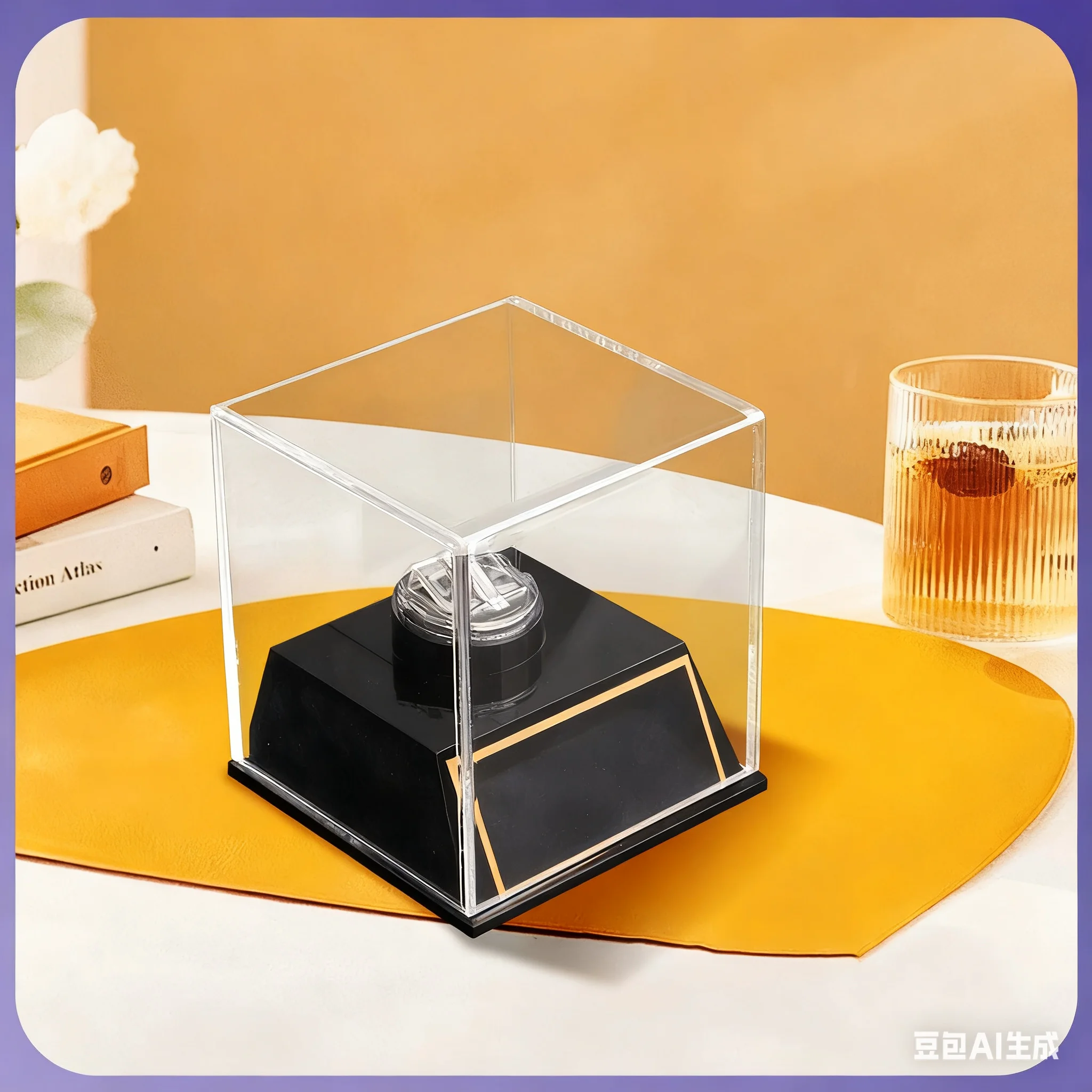Exquisite Ring Display Box Customized Champion Ring Display Box Acrylic Plastic Box Customizable Logo and Name Size 8 * 8 * 9cm
