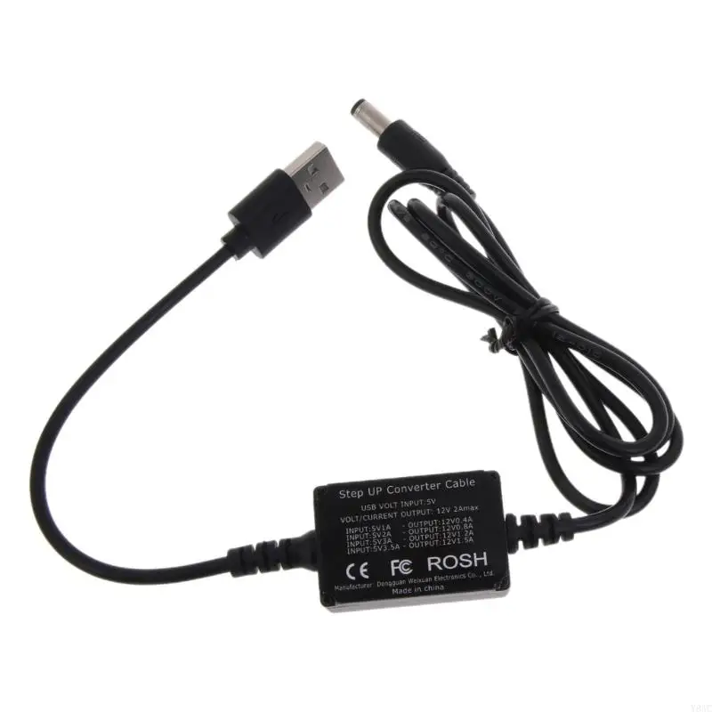 Y8AC 5V to 12V Line Step Up Cable USB Converter Adapter Cord Wire for LED Light