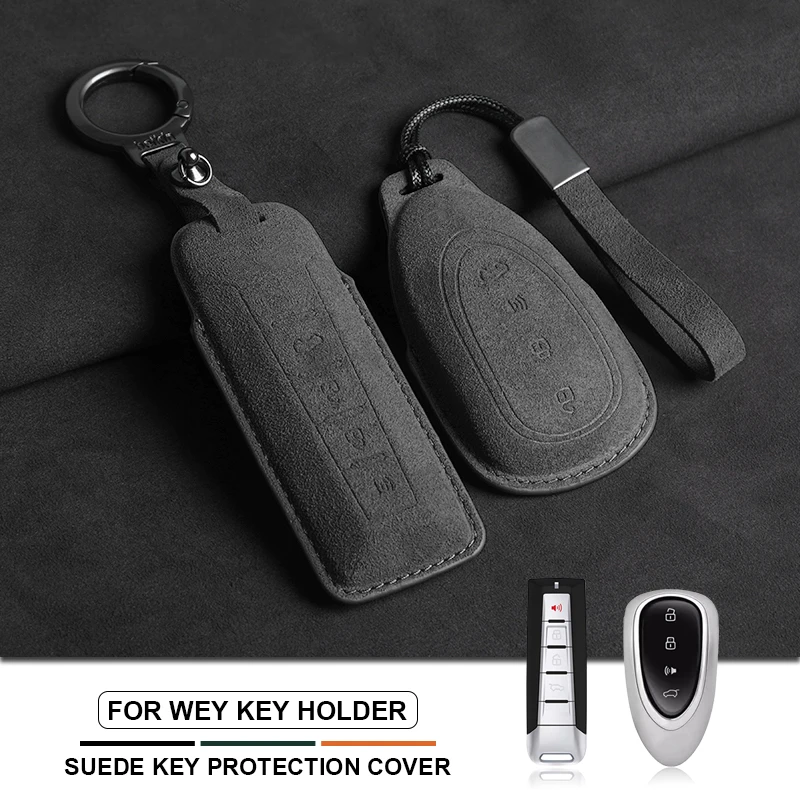 

Suede Car Key Case Cover for Great Wall WEY Coffee 01 Coffee 02 Tank 300 VV5 VV6 2023 VV7 A1 A3 A4 A5 A7 A8 Car Remote Key Fob