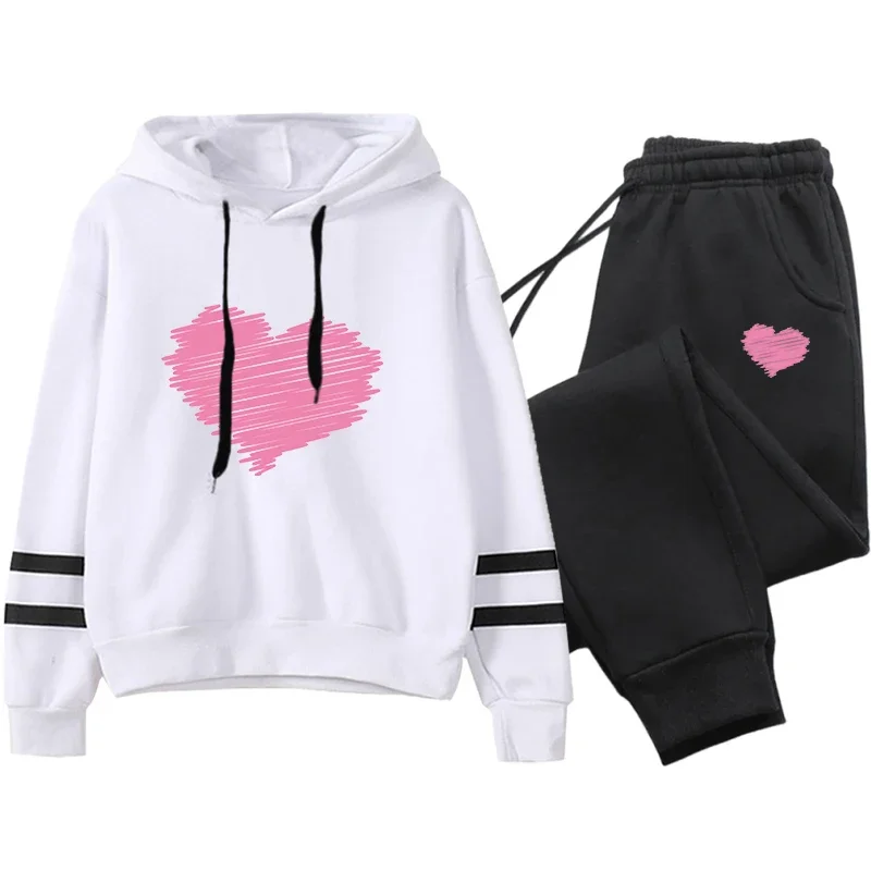 

Повседневный осенне-зимний качественный комфортный женский спортивный костюм для бега, повседневные уличные толстовки, цельный полосатый свитшот и спортивные штаны