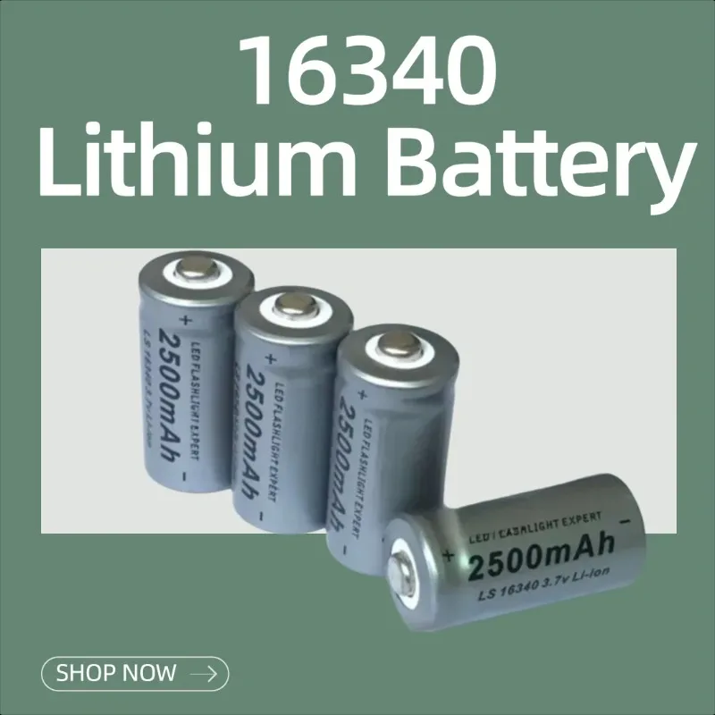 

16340 Lithium Battery 3.7V 2500mAh Rechargeable Battery for Laser Pointers and Flashlights