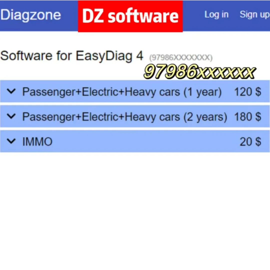 1 Year 2 Years Diagzone Pro Software Open Software Subscription for Easydiag 4, TD(97986), Golo Master 4(97977)