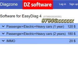 1 Year 2 Years Diagzone Pro Software Open Software Subscription for Easydiag 4, TD(97986), Golo Master 4(97977)