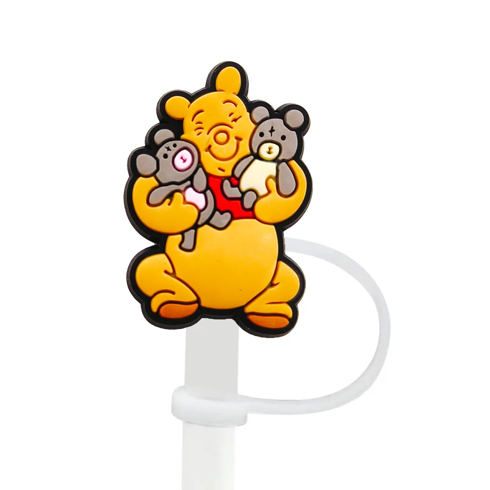 Niedliche Silikon-Strohhalm-Abdeckungen mit Winnie-Puuh-Motiv für 10-mm-Strohhalme, Strohhalmkappen für Glasbecher, passend für 30- und 40-Unzen-Becher mit Henkel, staubdicht, wiederverwendbar. – Detail 24