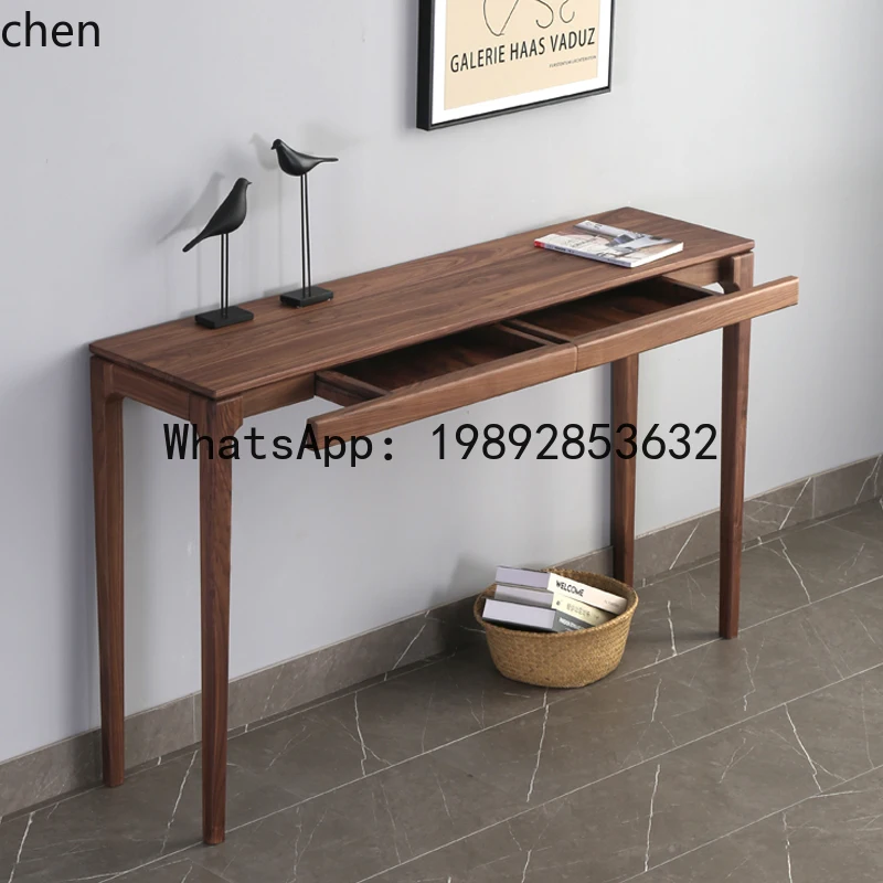 H1  Solid Wood Entrance Table Black Walnut Bar Case Bar White Oak Narrow Table Modern Bar Table