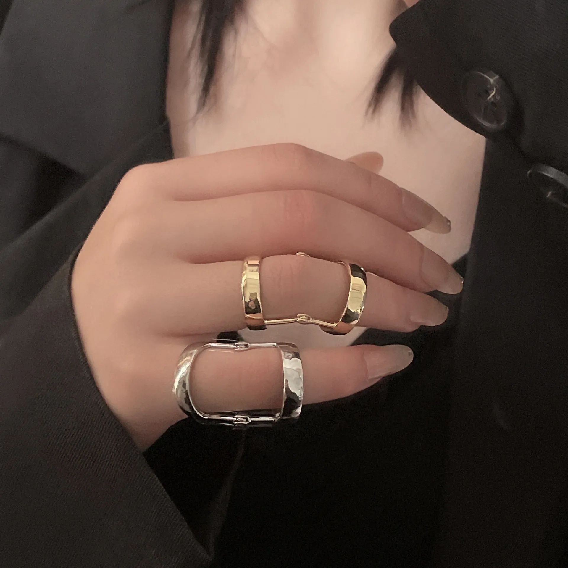 

Simple geometric bendable ring women's opening adjustable cold wind ins trend niche innovative ring women