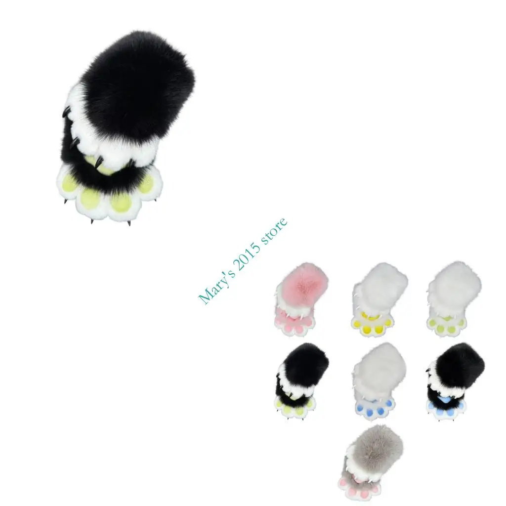 

E15F 1Pair Animation Costume Accessory Gloves Plush Accessory Cold