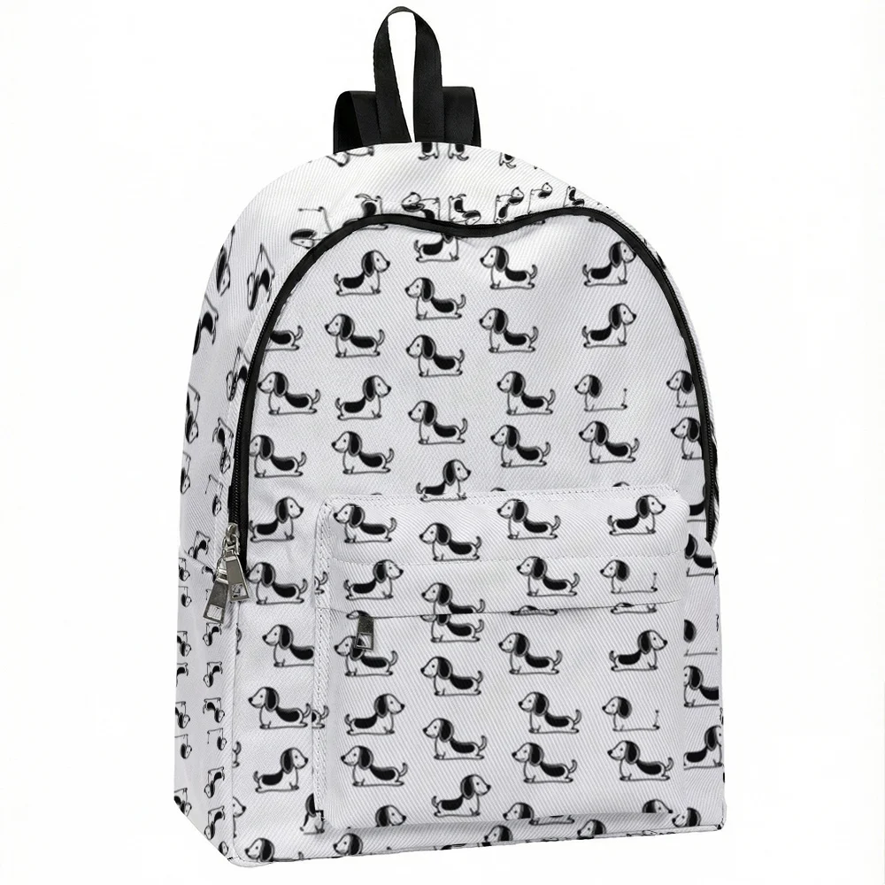 Puppy Pattern 2D Printed Backpack Large Capacity Student School Bag with Multi-Compartment Design Essential for Daily