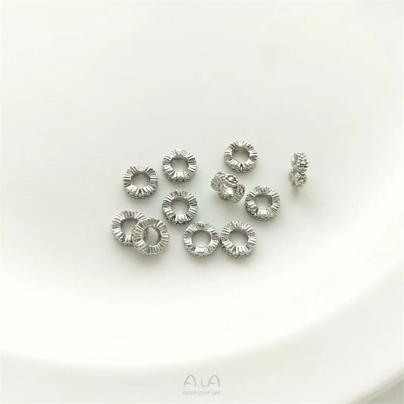 14K Light Gold 18K Gold White Gold Lace Edge Wreath Spacer Handmade Bead Ring String Bracelet Necklace Accessories