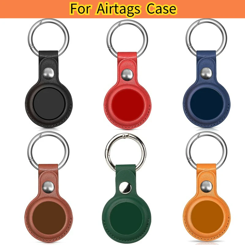 

PU Waterproof Anti-Lost Keyring Case Compatible with Apple AirTag, Protective Bumper Shell Luggage Tag Accessories