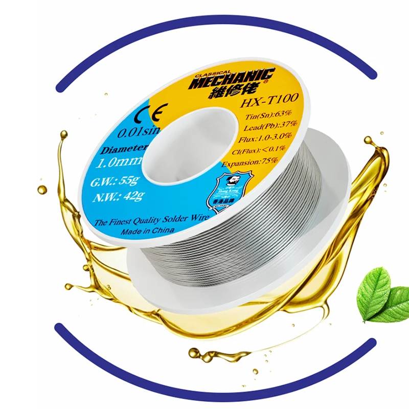 MECHANIC HX-T100 Soldering Wire Rosin Core 55g 0.4/0.5/0.6/0.8/1.0/1.2mm Lead Tin Wire Solder Welding Tools Flux 1-3%