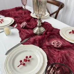 Cheesecloth Table Runner Wedding Vintage Gauze Dusty Rose Table Decor Setting Dining Party Christmas Banquets Arches Cake Decor