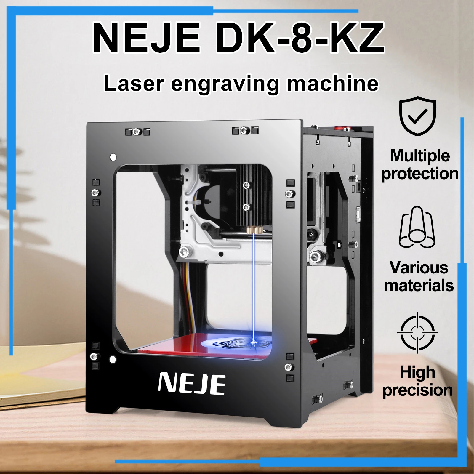 NEJE-grabador láser CNC DIY DK-8-KZ 1500mw/2000mw/3000mw, Mini impresora rápida de logotipos, cortador para carpintería, madera y plástico