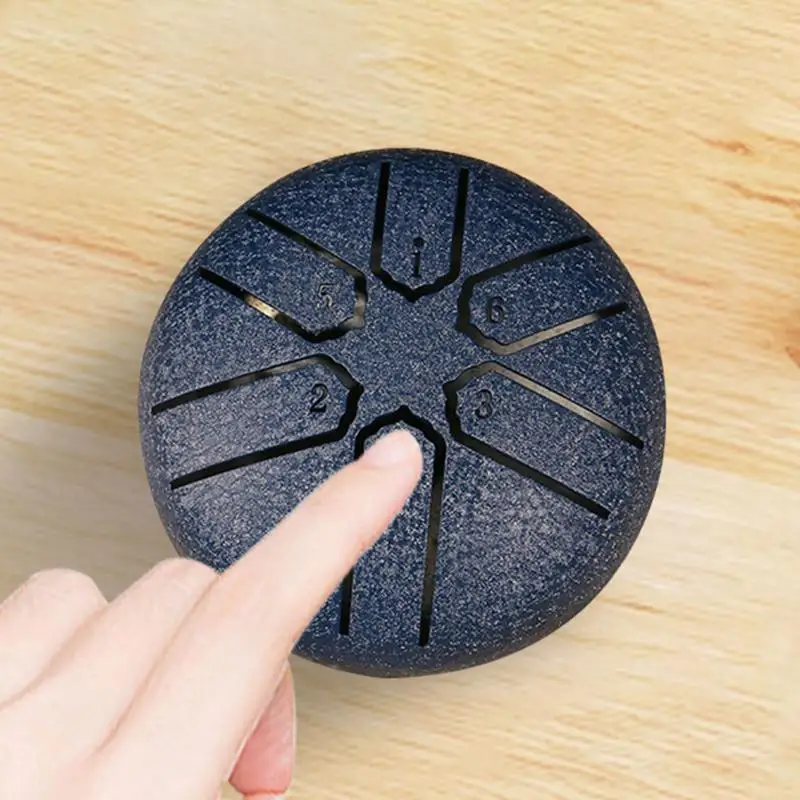 3 Inches 6 Tones Steel Tongue Drum Outdoors Rain Drum Instrument Mini Hand Drum Ethereal Drum Sticks Percussion Drum Accessories