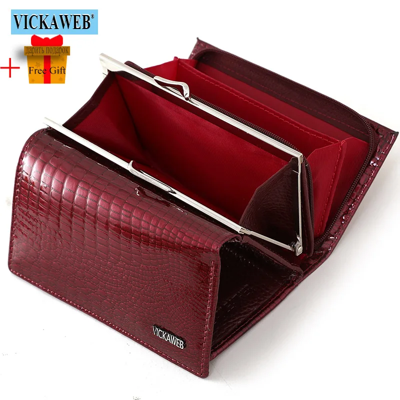 

Free Gift Women Genuine Leather Short Wallet Female Fashion Purses Ladies Alligator Hasp & Zipper Small Coin Bag AE2155