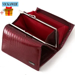 Free Gift Women Genuine Leather Short Wallet Female Fashion Purses Ladies Alligator Hasp & Zipper Small Coin Bag AE2155