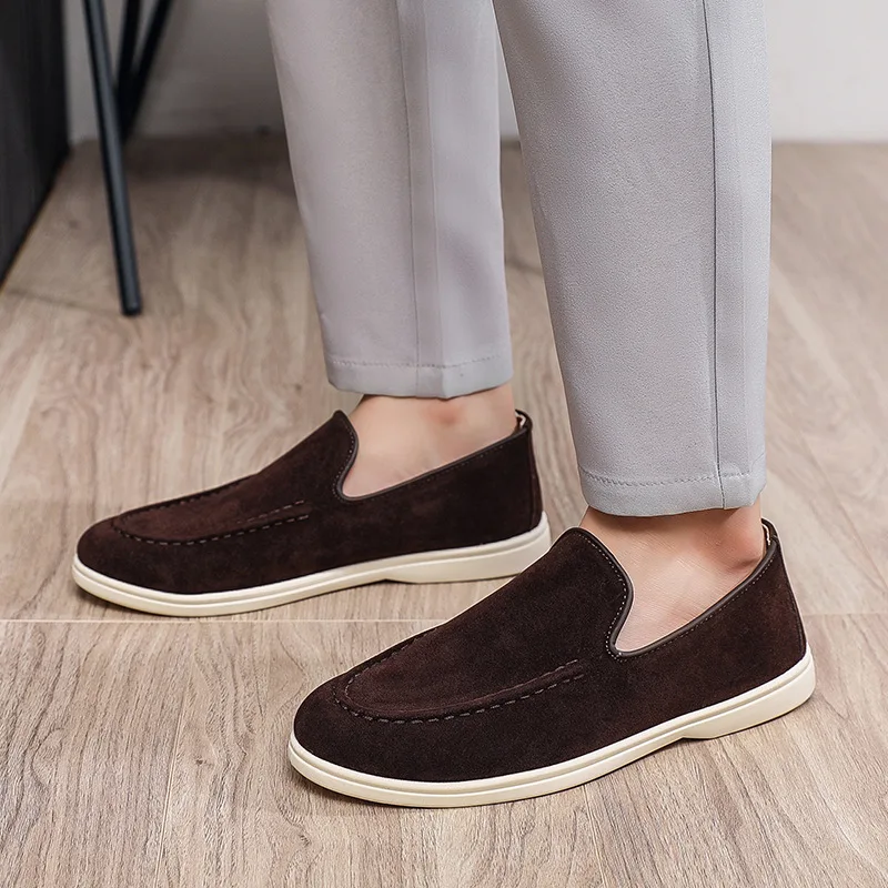 

Fashion Men's Loafers Suede Leather Slip on Casual Shoes Lightweight Breathable Walking Footwear Platform Non-slip Driving Shoes