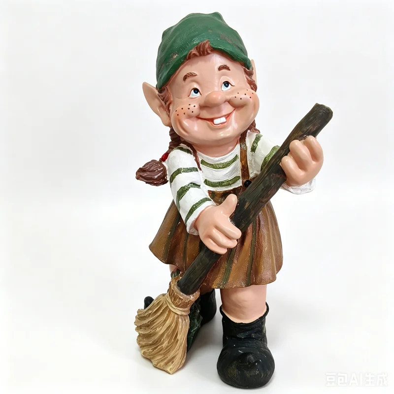 Cute Garden Gnome Statue , Hand‑Painted Resin Elf Figurines, Whimsical Dwarf Ornaments for Outdoor Lawn Yard Patio Flower Bed