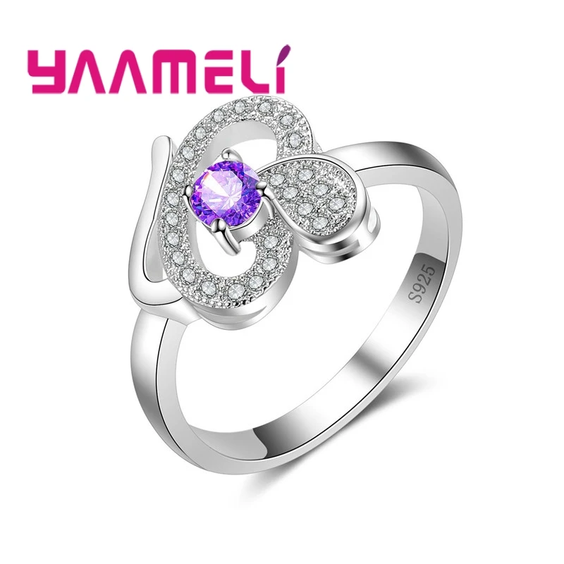 Fashion Romantic 925 Sterling Silver Color Multicolor Cubic Zirconia Stones Women Wedding Promise Rings Jewelry For Wholesale