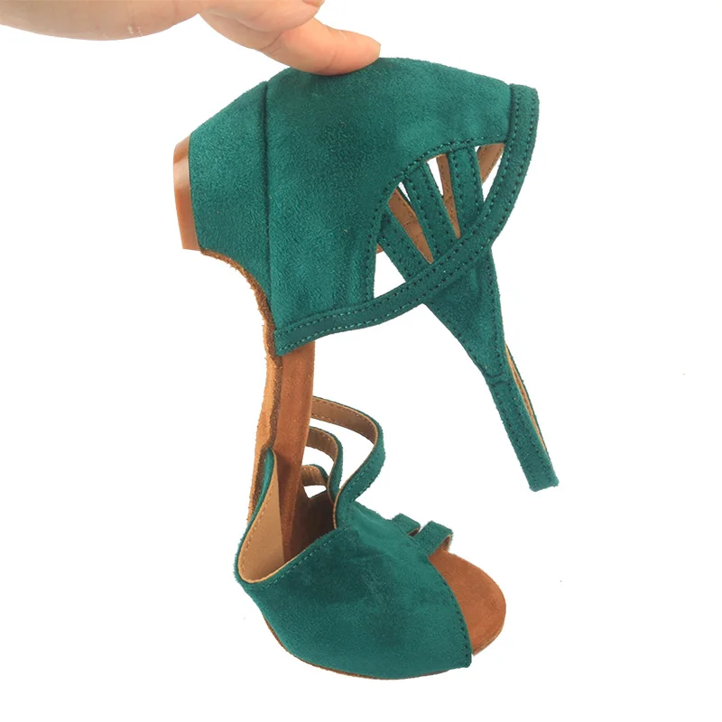 Wedopus الزيتون فو الجلد المدبوغ أحذية الرقص كعب منخفض الجلد المدبوغ وحيد سانشا قاعة الرقص امرأة الصنادل 3 سنتيمتر كعب مربع