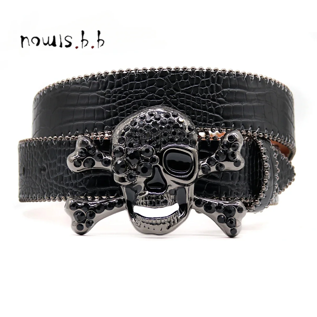 Western Rhinestone Skull Belt Ceinture Femme Ceinture Homme Crystal Studded Luxury Pin Buckle Belt Cinto De Strass Jeans