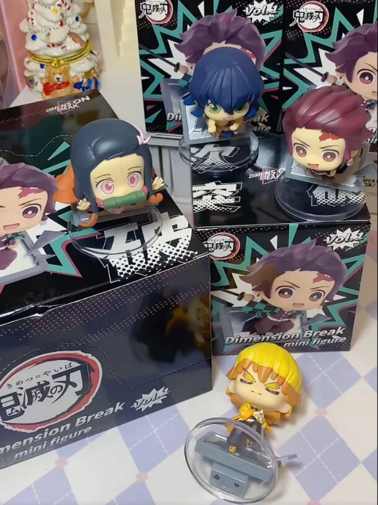 Aniplex Demon Slayer Dimension Break Blind Box 1.0 Series Tanjiro Chibi Mini Figure Desktop Decor Valentine Gift For Anime Fans