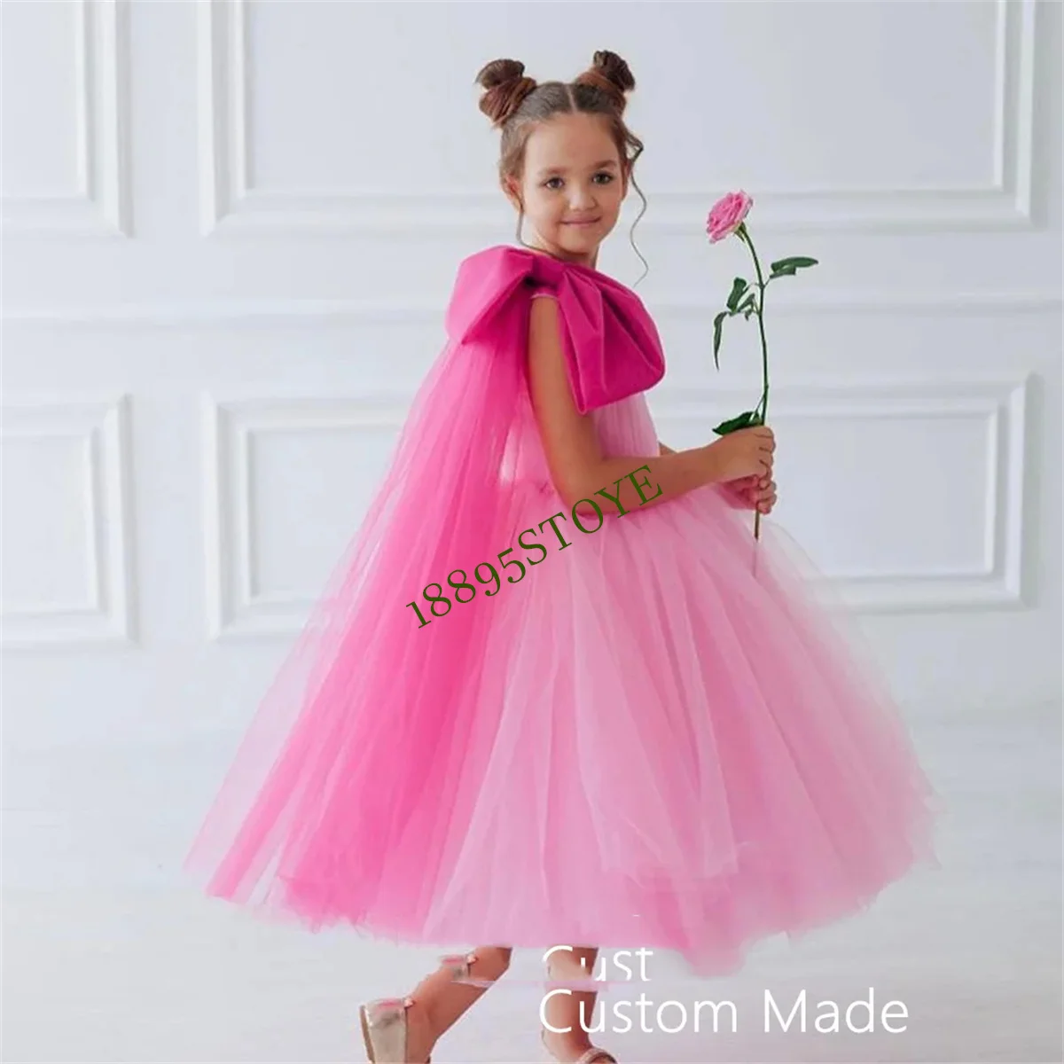 Robes d'anniversaire mignonnes pour bébés filles, robe de demoiselle d'honneur de mariage, une initiée fibrBig Bow, abonnés au document, tulle doux, ligne A