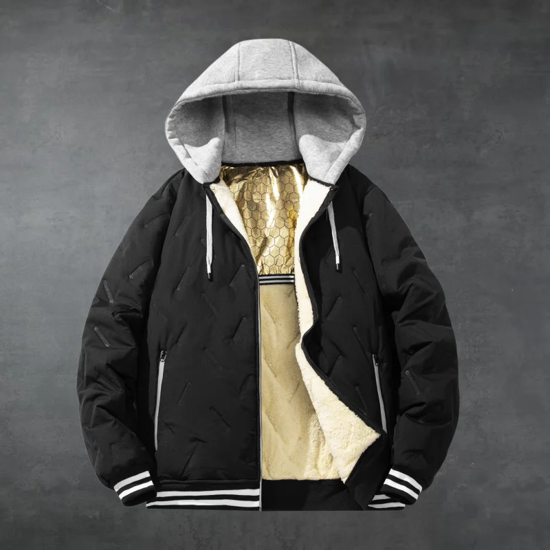 

Men Fleece Warm Thick Windproof Parkas Jackets Warm Hooded Fleece Thick Warm Men Parkas Winter Jacket Cotton Padded Warm Coat